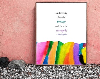 Inspirational quote, printable watercolour wall art, colourful home decor, digital download
