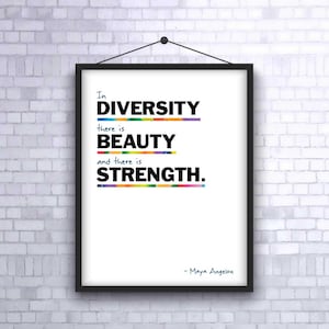 Maya Angelou quote, printable wall decor, diversity, typographic wall art