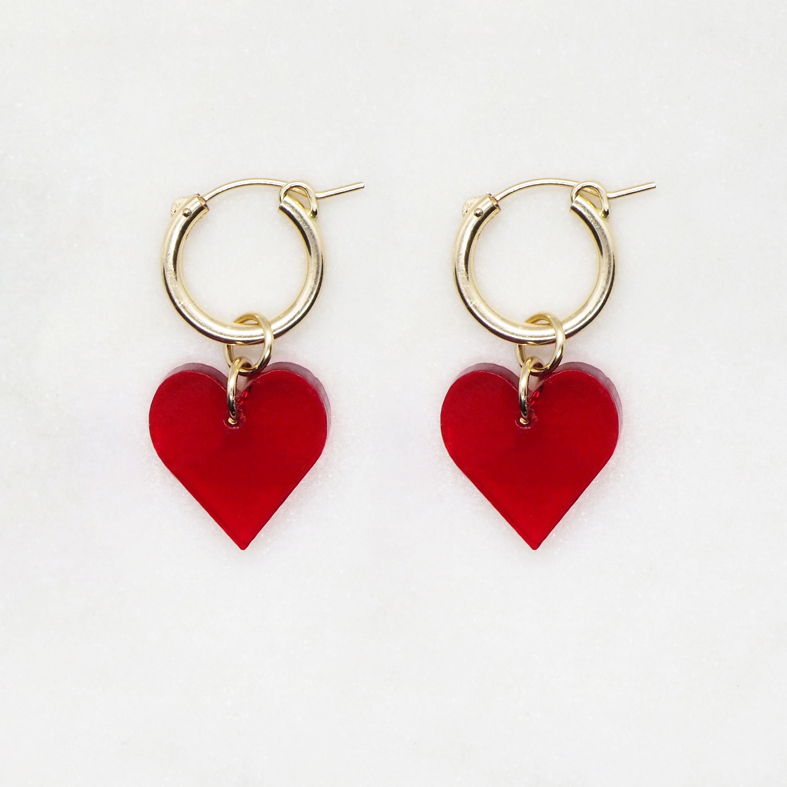 Small Heart Hoop Earrings in 14K Gold-filled Pearl White | Etsy