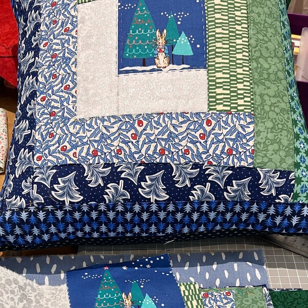 Kit de tissus pour coussins de Noël en patchwork