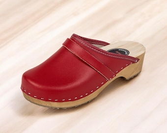 Stylish & Comfortable Women's Handmade Navy blue Leather Clogs | Fashionable Footwear | Black Clogs Beige Clogs  | Sizes US 7-11 EU36-4