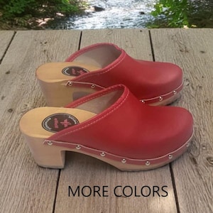 Zuecos nuevos, zuecos suecos de madera, zapatos de tacón alto de cuero, zuecos, zuecos negros para mujer, botas, mocasines para mujer, zuecos de madera, sandalias de tacón alto