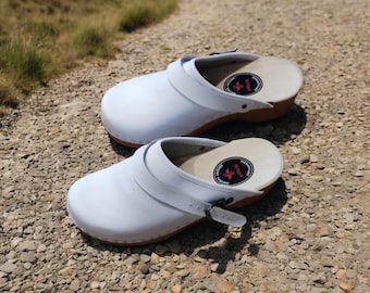 White or Black shoes for a doctor or nurse Comfortable Handmade Swedish-Style Sandals with Adjustable Strap Healthy Shoes for a Truck Driver