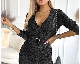 Beaucoup de couleurs ROBE FEMME élégante tendance brillant wrap carnaval bal