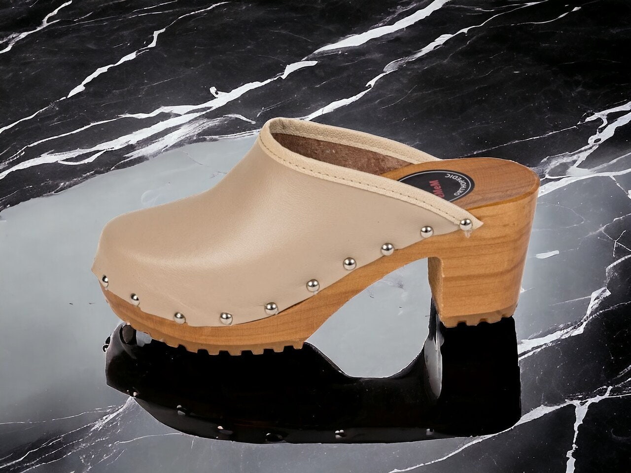 Elegant and fashionable women s high heeled clogs handmade