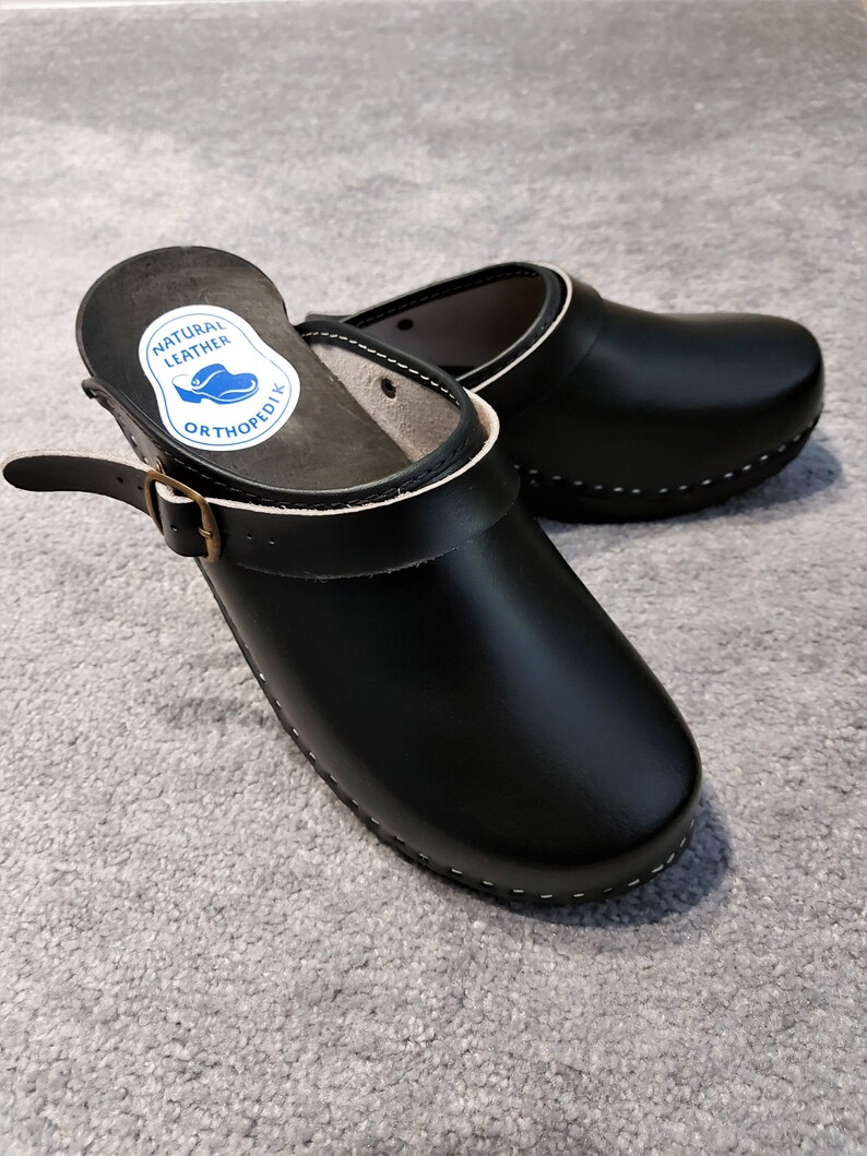 BLACK Wooden CLOGS for MAN leather linden wood man's Boots Etsy 日本