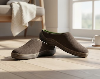 Pantuflas de hombre de lana de alpaca hechas a mano – Zuecos de fieltro, comodidad natural