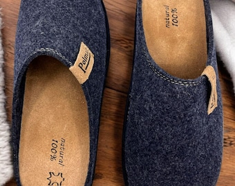 Hermosas pantuflas para hombre. Zuecos de lana de alpaca hechos a mano para hombre que combinan pantuflas naturales hechas a mano para uso en el hogar.