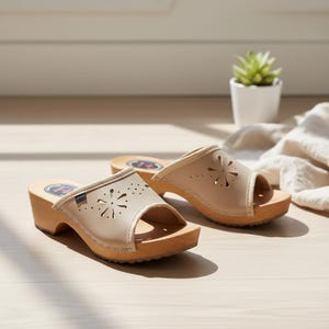 Handmade Leather Open Toe Clogs: Polish Orthopedic Style