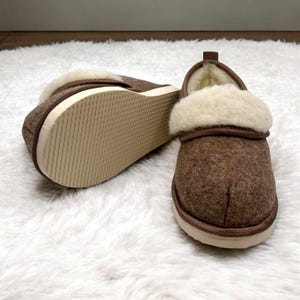 Beautiful Slippers Women&#39;s Woolen Home Shoes - Gray or Brown Boots Warm Slippers Perfect for a Gift Handmade Sheepskin Slippers