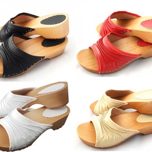 Comfi Wooden Clogs REAL Leather ECO materials