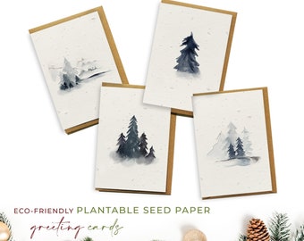 Eco-Friendly Biodegradable Seed Paper Plantable Greeting Card Cards Christmas Xmas Multi Pack - Moody Trees (4 Pack)