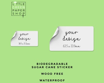 Biodegradable LABELS, Eco-Friendly STICKERS, Rectangle, Waterproof - Matt Recyclable Business Wedding Labels - Custom, Your Logo or Design