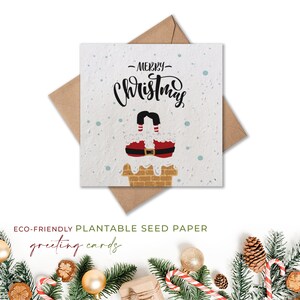 Cartão SANTA, Cartão MERRY CHRISTMAS, Cartões de sementes plantáveis, Cartões de papel semente, Cartões de Natal ecológicos com envelopes, 100% biodegradáveis
