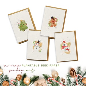 Eco-Friendly Biodegradable Seed Paper Plantable Carte de vœux Noël Multi Pack - Gingerbread Man (4 Pack)