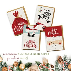 Eco-Friendly Biodegradable Seed Paper Plantable Carte de vœux Noël Multi Pack - Père Noël (4 Pack)