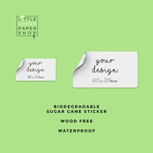 Biologisch abbaubare Etikette, umweltfreundliche rechteckige, rechteckige, wasserdichte - matte, recycelbare Etikette für Geschäft, Hochzeit, Personalisiert, Ihr Logo oder Design