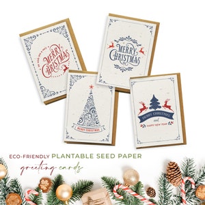Ökologisch biologisch abbaubares Saatpapier Pflanzkarten Karten Weihnachten Xmas Multi Pack - Let it Snow (4er Pack)