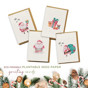 Eco-Friendly Biodegradable Seed Paper Plantable Carte de vœux Cartes de Noël Multi Pack - HoHoHo (4 Pack)