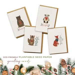 Eco-Friendly Biodegradable Seed Paper Plantable Carte de vœux Noël Multi Pack - Forêt (4 Pack)
