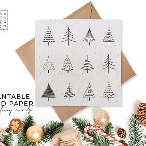Cartes en papier de graines plantables - Rocking Around - Joyeux Noël - Noël, Amis, Famille, Salutation, Jardinage, Écologique, Biodégradable