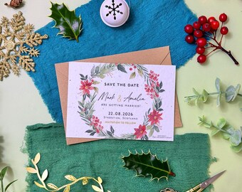 Plantable Seed Paper Save the Dates | Eco-Friendly Wedding Stationery | Winterberry