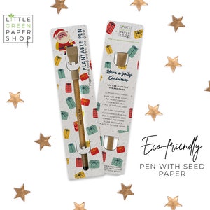STYLO PLANTABLE-Stylo écologique avec graines, remplissage de sac de fête, plante après utilisation, culture de fleurs sauvages, cadeau de Noël écologique - Jingle Bells