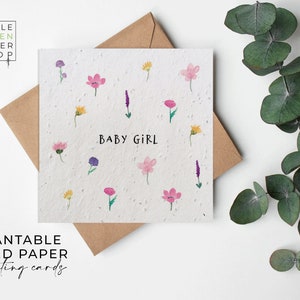 Fleurs en papier graine, cartes en papier graine, carte imprimée pour graines, cadeau jardinage respectueux de l'environnement - prairie estivale - bébé fille