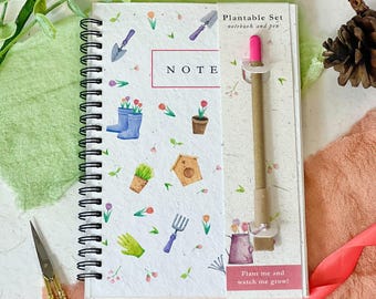 Eco-friendly Plantable Notebook and Pen Set - Gardening Glee! Little Green Gifts - Eco-friendly and plantable gifts that grow!