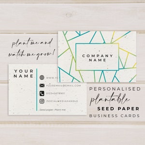 Cartes de visite en papier graines de fleurs à planter (85 x 55 mm) - PERSONNALISÉES SUR MESURE - Cartes de visite pour présentation, écologiques, biodégradables