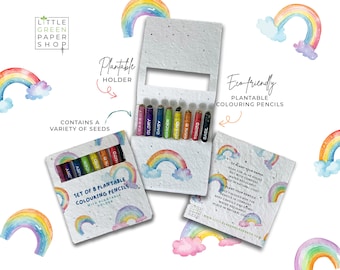 Eco-friendly Recycled Colouring Pencils in Seed Paper Packaging - Rainbows
