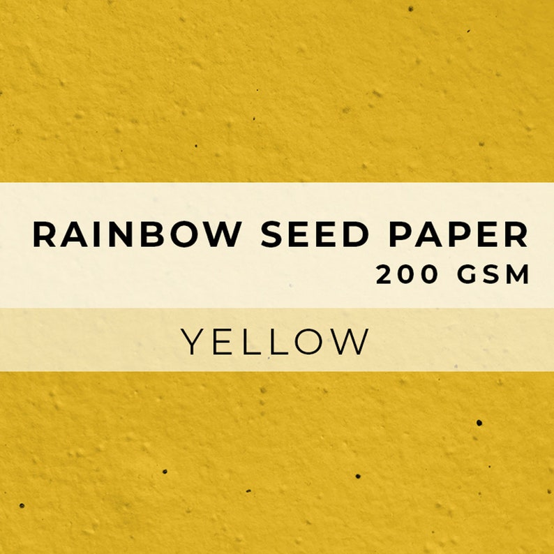 May include: Yellow rainbow seed paper with the text "RAINBOW SEED PAPER 200 GSM YELLOW" printed on it.