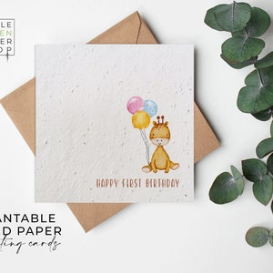 Papier semences FLOWER, Cartes en papier semences, Carte semences imprimées, Cadeau jardinage respectueux de l'environnement - Premier anniversaire