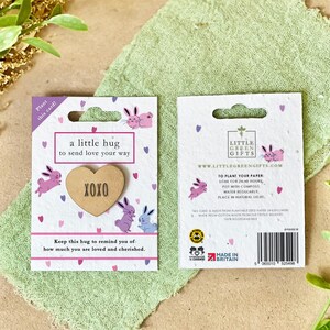 POCKET HUG con biglietto PIANTABILE - Love Bunnies, ecologico, pianta dopo l'uso, fai crescere fiori selvatici, San Valentino, piccolo regalo, regalo premuroso