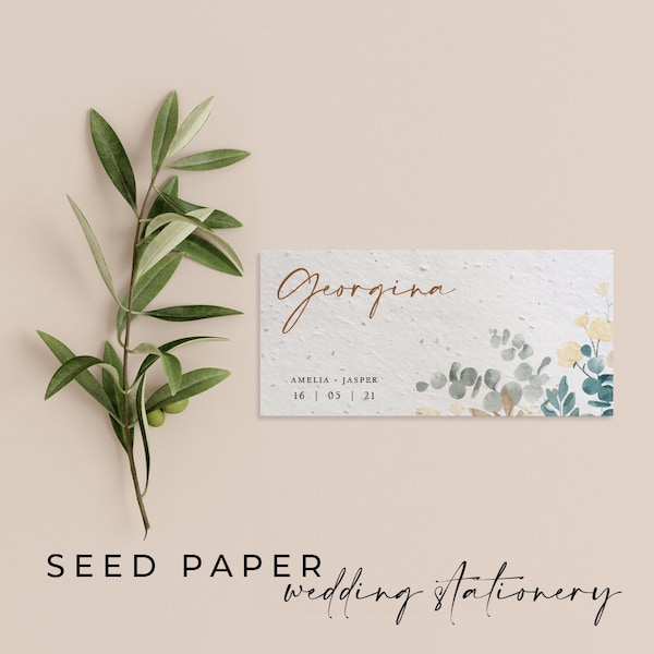 Plantable SEED PAPER Eco-friendly Sustainable Biodegradable Wedding Party Placecard Place Name - Saddleworth