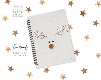 Eco-Friendly Plantable Seed Paper Christmas Notebook - A Sustainable Way to Write, Plant and Watch Your Wishes Grow - Merry and Bright