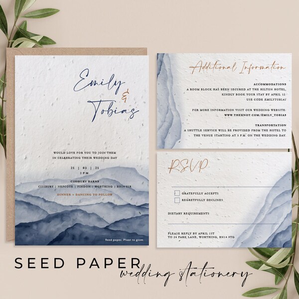 Recycled Wedding Invitation - Etsy UK