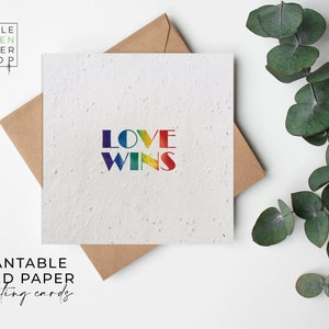 Papier semences FLEUR, cartes en papier semences, carte semences imprimées, cadeau jardinage respectueux de l'environnement - LGBT - l'amour gagne