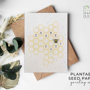 Cartes en papier de graines de fleurs plantables A6 - Merci - Merci, Abeilles, Amis, Famille, Salutations, Jardinage, Écologique, Biodégradable