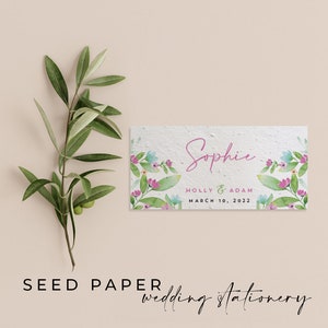 PAPIER DE SEMENCES à planter Respectueux de l'environnement Durable Biodégradable Carte de place pour fête de mariage Nom de lieu - Printemps