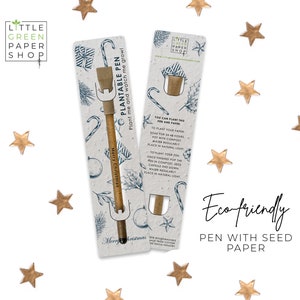 STYLO PLANTABLE-Stylo écologique avec graines, remplissage de sac de fête, plante après utilisation, faire pousser des fleurs sauvages, cadeau de Noël écologique - Noël bleu
