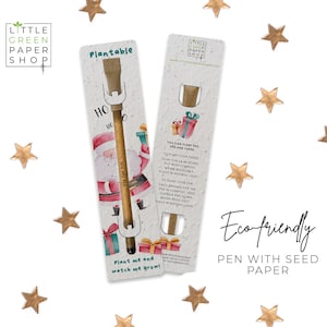 PLUMA PLANTABLE- Pluma ecológica con semillas, relleno de bolsa de fiesta, planta después de su uso, cultivo de flores silvestres, biodegradable, regalo de Navidad ecológica- Ho Ho Ho