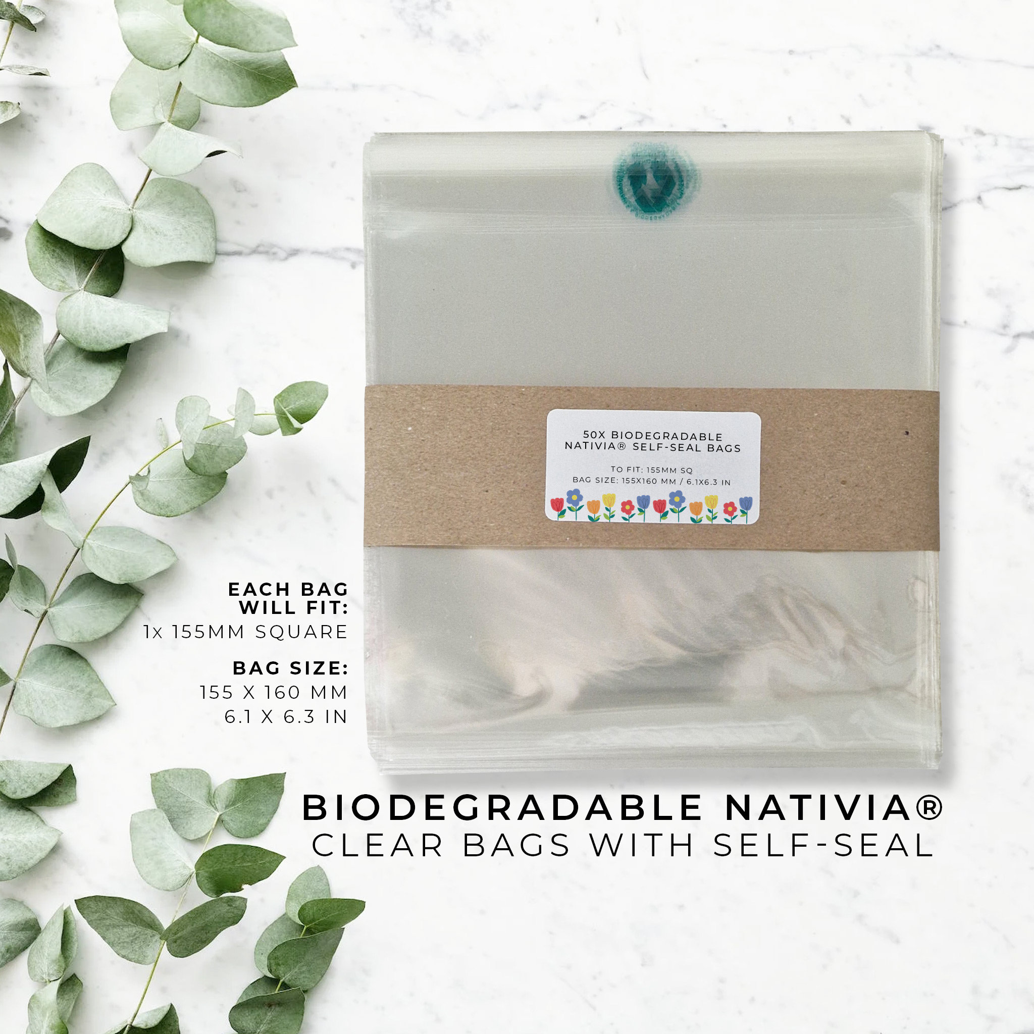 Compostable Cellophane Bags 3.5 x 2.25 x 11