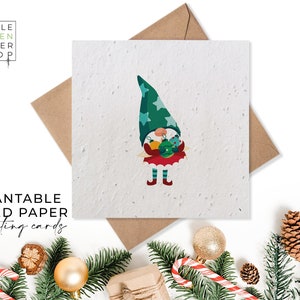 Cartes en papier de graines plantables - Petits assistants du Père Noël - Joyeux Noël - Noël, Amis, Famille, Salutation, Écologique, Biodégradable
