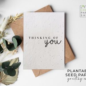 Pflanzenbare Blumen SaatpapierKarten A6 - Thinking of You - Love, Miss You, Freunde, Familie, Gruß, Garten, umweltfreundlich, biologisch abbaubar