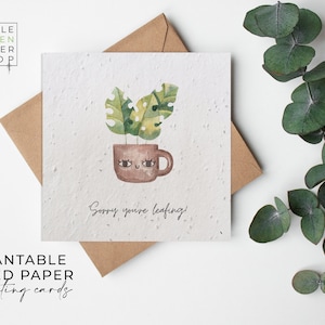 Cartes en papier de graines de fleurs plantables - Départ - Au revoir, Félicitations, Nouvel emploi, Jeu de mots, Blague, Amis, Famille, Écologique, Biodégradable