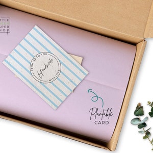 Foglietti di complimento in carta per semi piantabili per materiale di marketing aziendale-A6 o A7 Strisce biodegradabili ecologiche - Design fatto a mano.