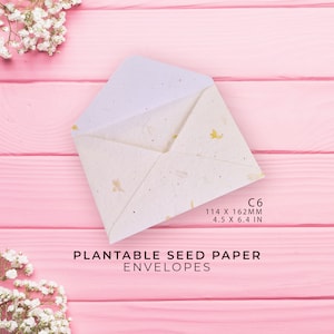 Sobres de papel de semillas PLANTABLES C6 - Pétalos de flores silvestres - Flores de crecimiento, Ecológico, Biodegradable, Sostenible - Sobres de boda, Algodón