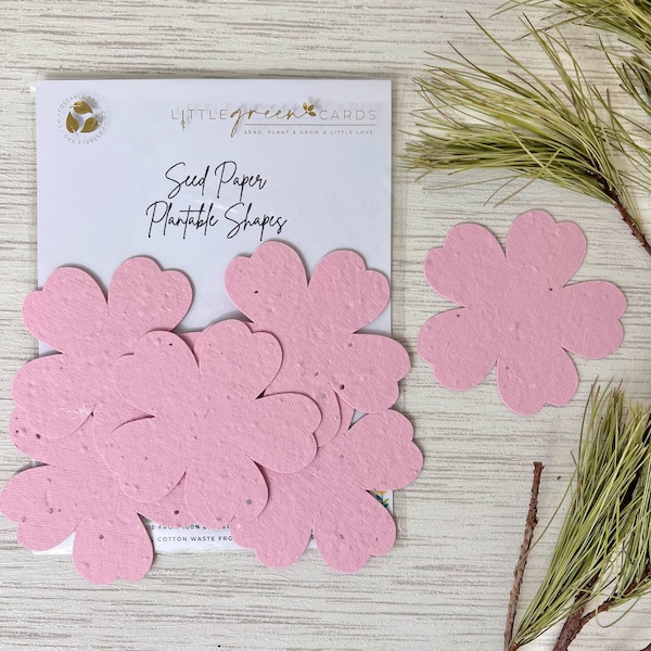 Assorted PLANTABLE seed paper SHAPES (pack of 15) Biodegradable Eco-Friendly -  Pink Hibiscus Flower