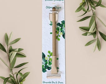 PLANTABLE PEN favour with plantable paper backing card, wedding favour, favor, gift, eco-friendly biodegradable seed paper - Foliage